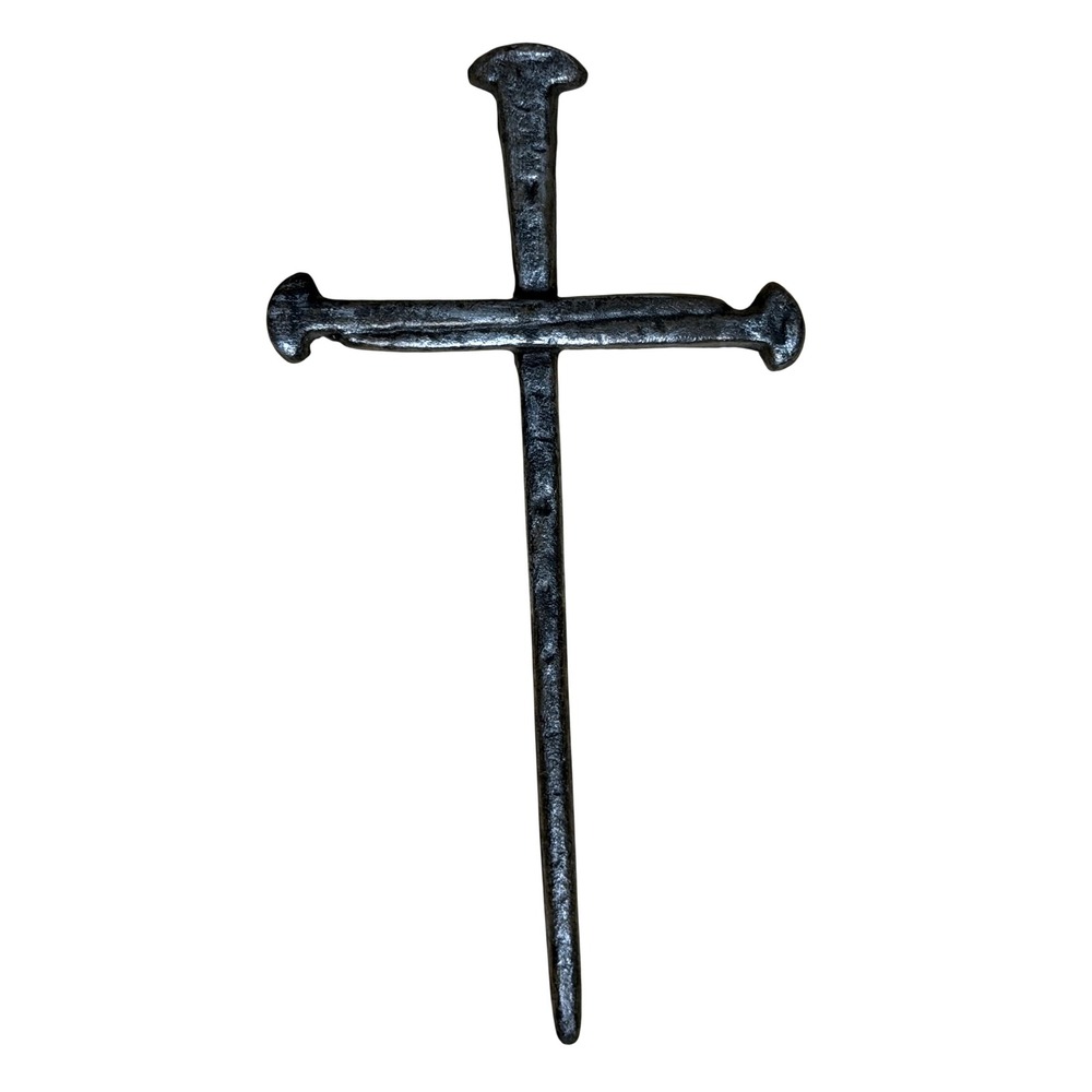 Rustic Cast Iron Nail Cross Wall Hanging Religious Home Decor 7.5 Inch